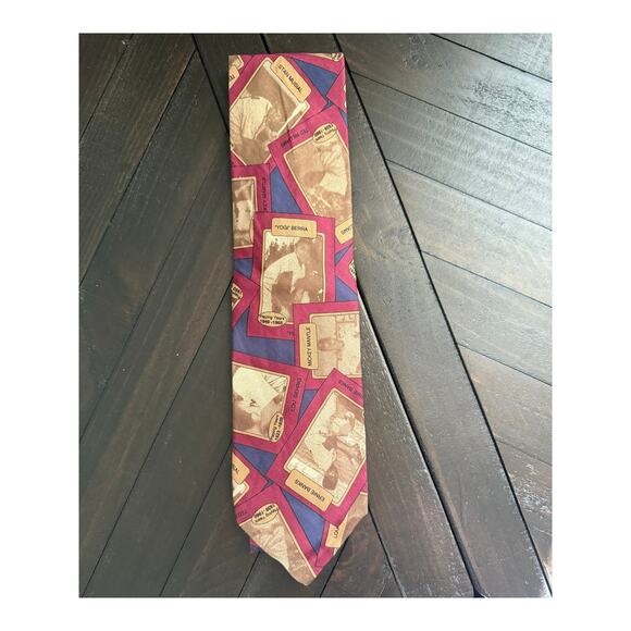 Brixton, Ltd. Vintage Baseball Card Novelty Tie 100% Silk Made in America - Picture 2 of 4
